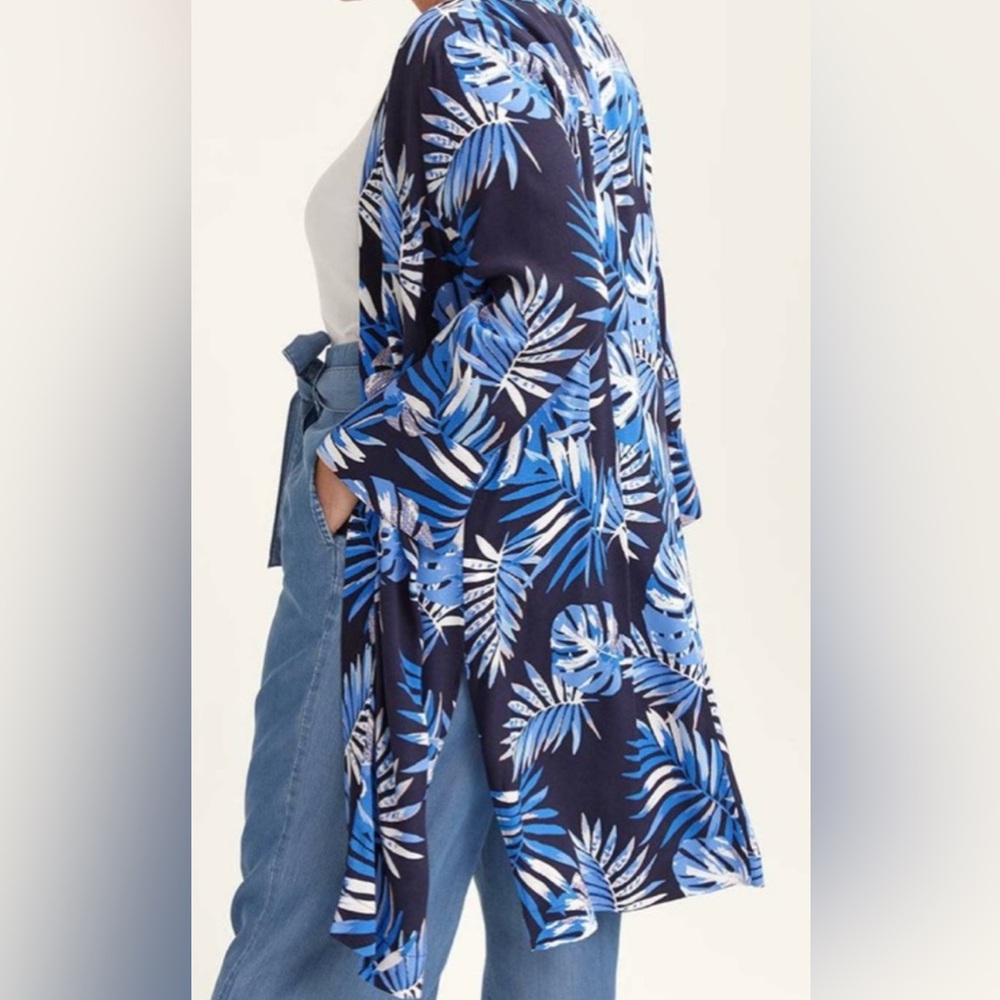 Love & Legend Navy Blue & Light Blue Tropical Print Swim Coverup